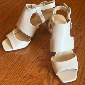 Enzo Angiolini White Heels with Chic Open-Toe Design